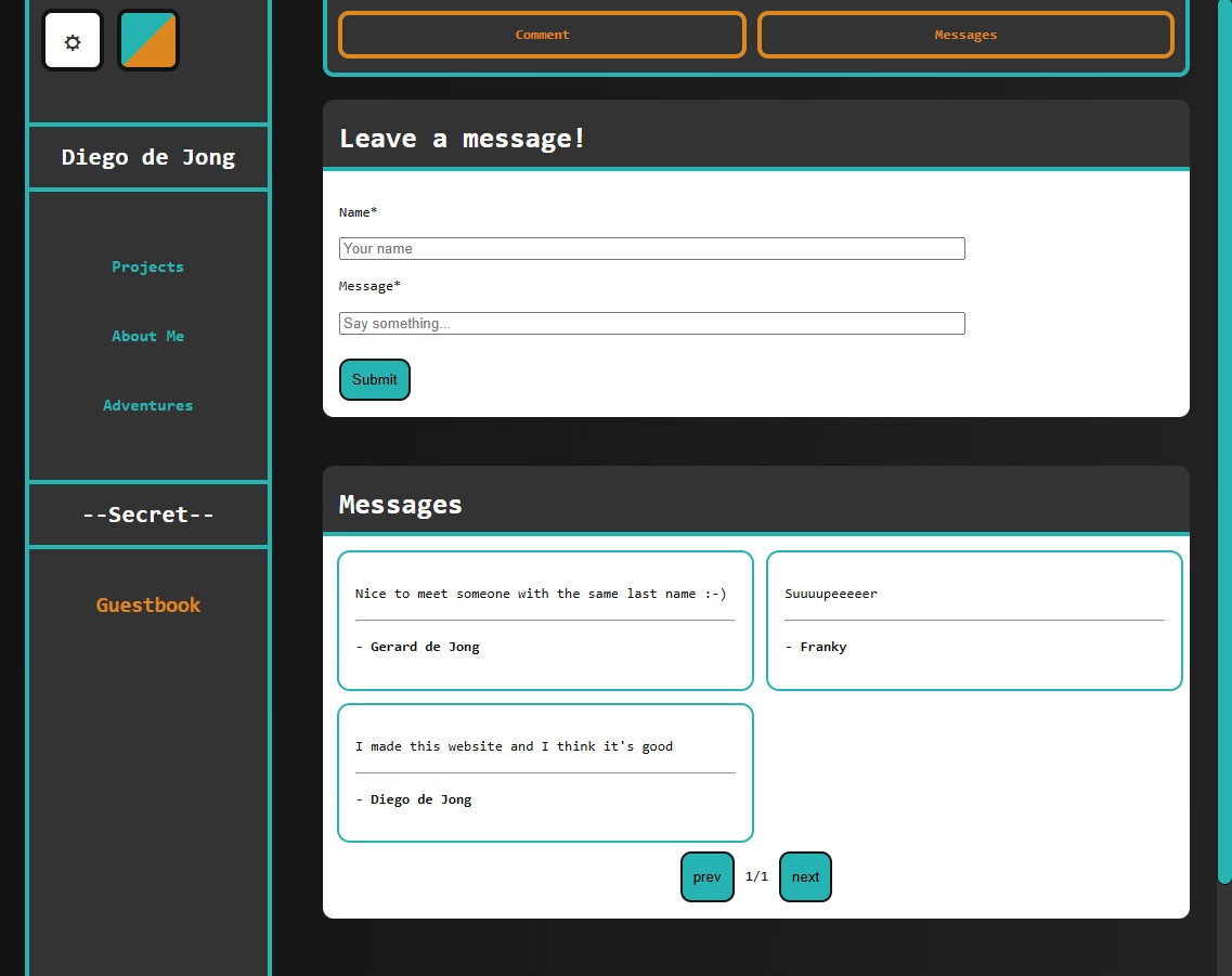 portfolio website guestbook page example