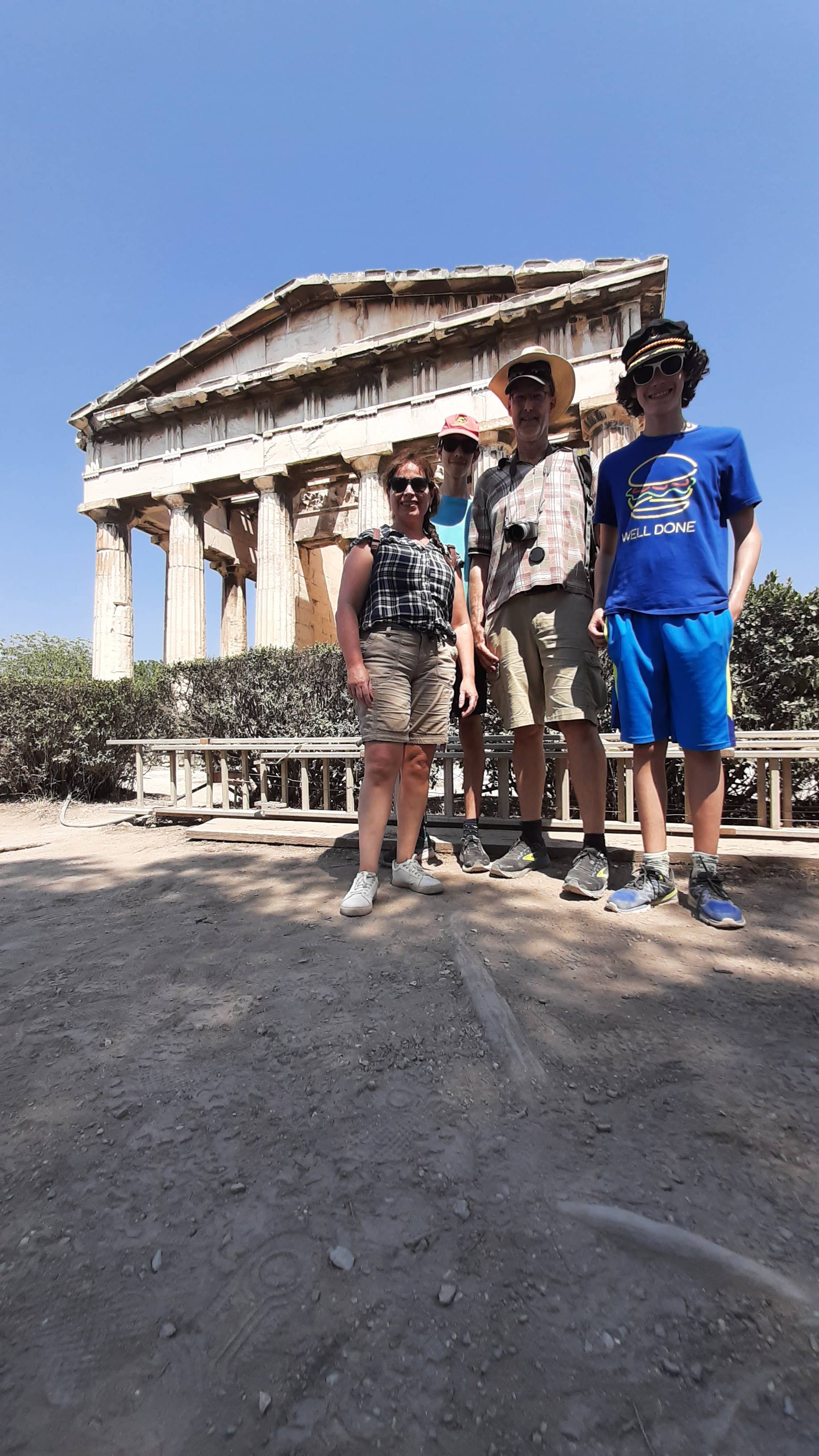 Family photo in front of ancient ruins