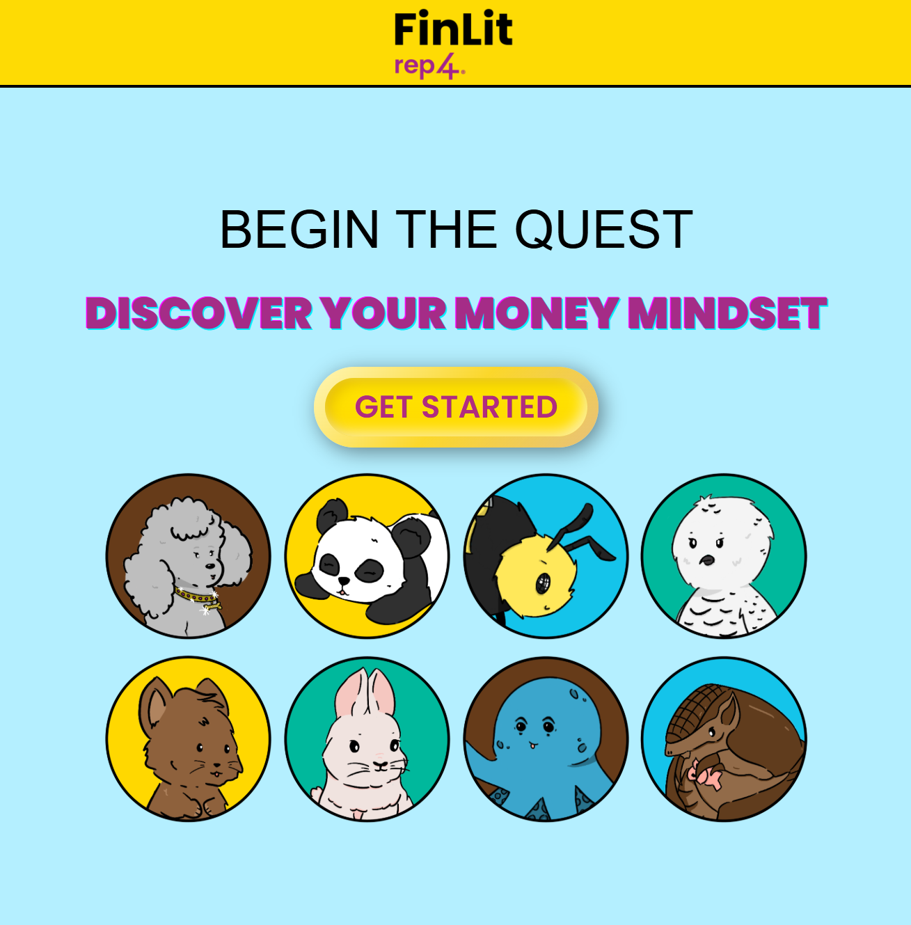 rep4finlit my personality quiz title screen